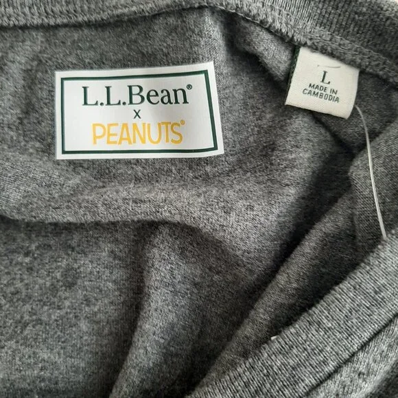 L.L. Bean x Peanuts Womens Gray Snoopy Maine-ah T-Shirt Large Outdoor Lodging - Picture 6 of 6